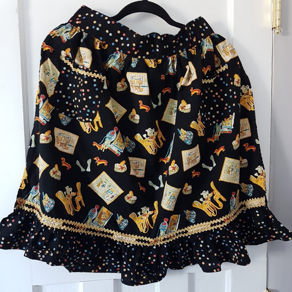 Vintage April Cornell Apron Bistro Cafe Weiner Dog Cottagecore French Pockets OS